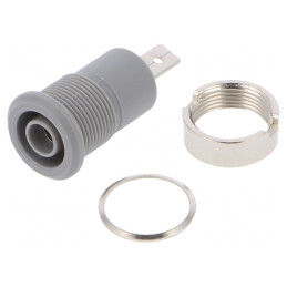 Soclu Banană 4mm Gri Nichelat 24A 1kV | Electronic-mag.ro | Componente Electronice