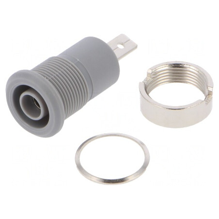 Soclu Banană 4mm Gri Nichelat 24A 1kV | Electronic-mag.ro | Componente Electronice