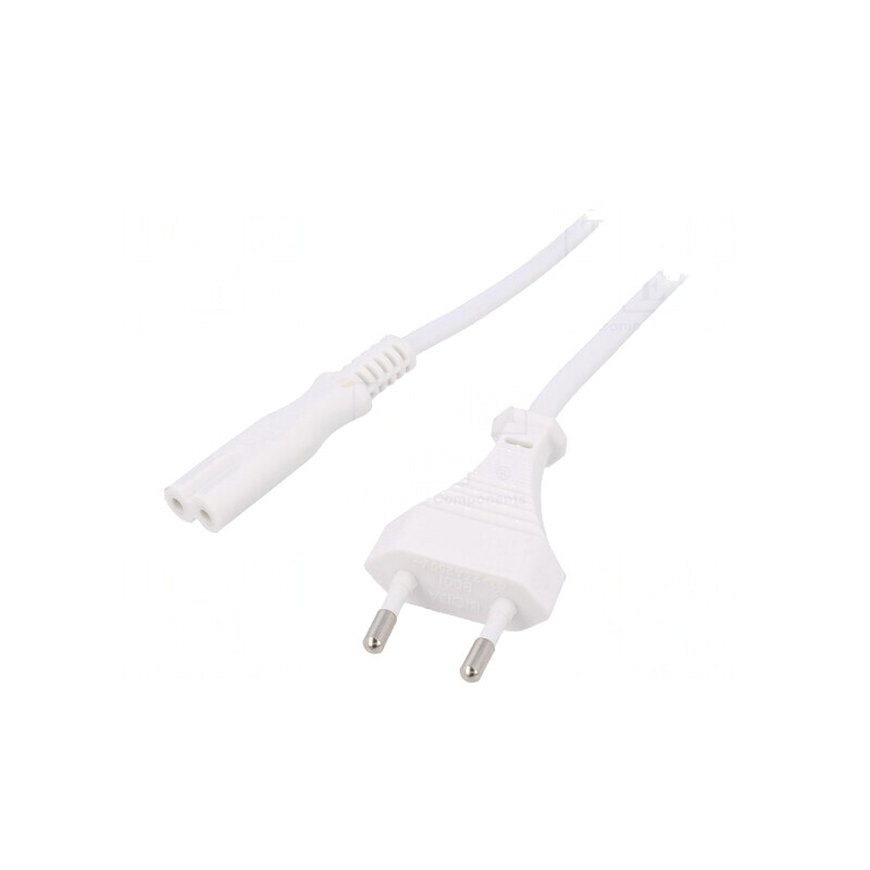 Cablu de Alimentare Alb 1,8m 2x0,75mm2 CEE 7/16 la IEC C7 | Electronic-mag.ro | Componente Electronice