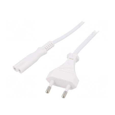 Cablu de Alimentare Alb 1,8m 2x0,75mm2 CEE 7/16 la IEC C7 | Electronic-mag.ro | Componente Electronice