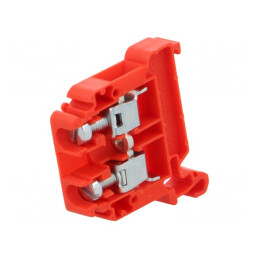 Conector de îmbinare şine 0,5-10mm² 2 borne roşu TS35 | Electronic-mag.ro | Componente Electronice