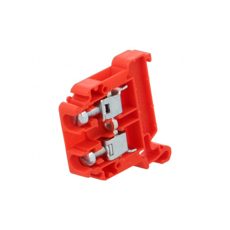 Conector de îmbinare şine 0,5-10mm² 2 borne roşu TS35 | Electronic-mag.ro | Componente Electronice