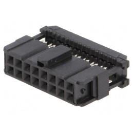 Mufă IDC Mamă 16 PIN Aurit Neagră pentru Cablu-Bandă 1.27mm | Electronic-mag.ro | Componente Electronice