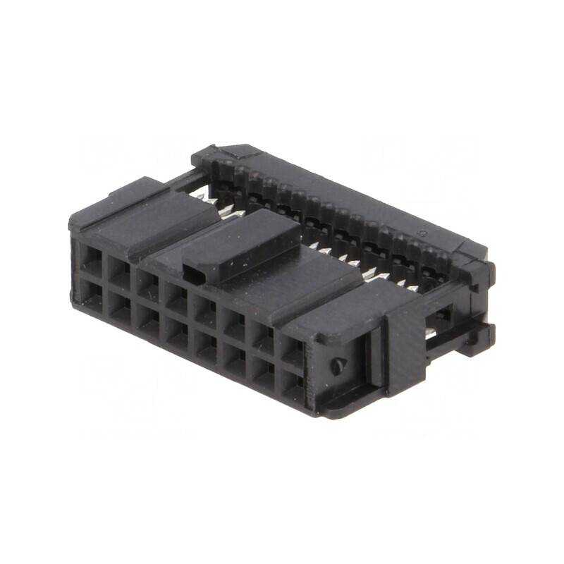 Mufă IDC Mamă 16 PIN Aurit Neagră pentru Cablu-Bandă 1.27mm | Electronic-mag.ro | Componente Electronice