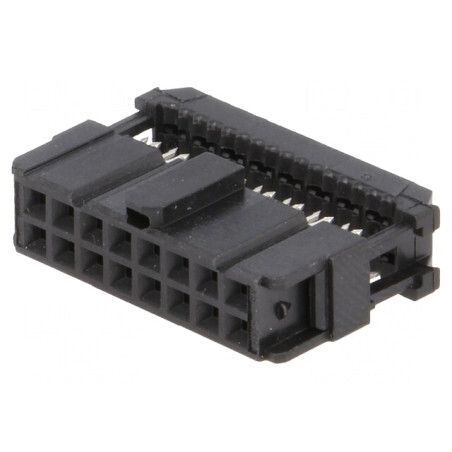 Mufă IDC Mamă 16 PIN Aurit Neagră pentru Cablu-Bandă 1.27mm | Electronic-mag.ro | Componente Electronice