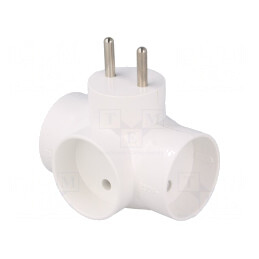 Conector Alimentare AC Spliter Alb 2P 3x Soclu | Electronic-mag.ro | Componente Electronice