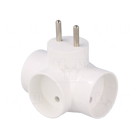 Conector Alimentare AC Spliter Alb 2P 3x Soclu | Electronic-mag.ro | Componente Electronice