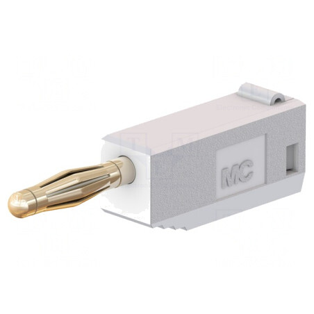 Mufă banană 2mm albă aurită 10A 30VAC 60VDC | Electronic-mag.ro | Componente Electronice