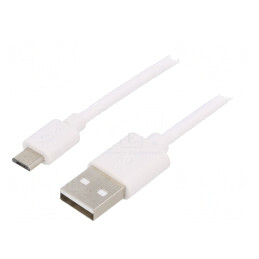 Cablu USB 2.0 A la Micro B 1m Alb | Electronic-mag.ro | Componente Electronice