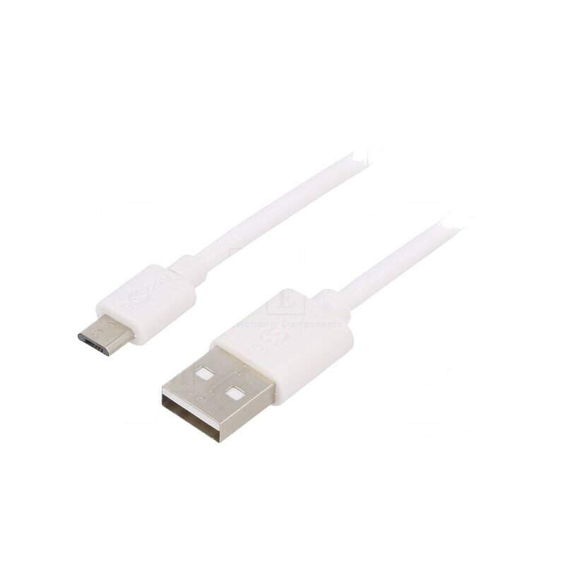 Cablu USB 2.0 A la Micro B 1m Alb | Electronic-mag.ro | Componente Electronice