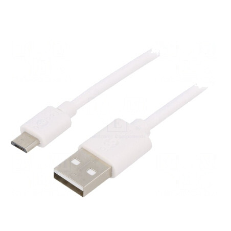 Cablu USB 2.0 A la Micro B 1m Alb | Electronic-mag.ro | Componente Electronice