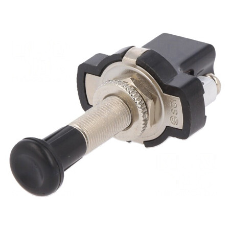 Comutator push-pull 10A/12VDC negru fără iluminare | Electronic-mag.ro | Componente Electronice