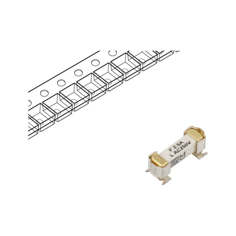 Siguranță întârziere 2,5A 250VAC 125VDC SMD cupru | Electronic-mag.ro | Componente Electronice