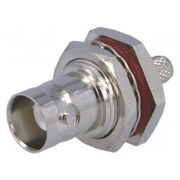 Soclu BNC mamă 50Ω crimpat pentru cabluri 3C2V, RG141, RG58 | Electronic-mag.ro | Componente Electronice