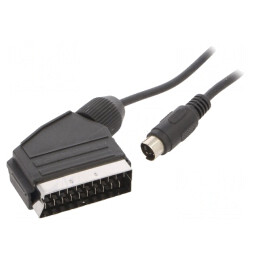 Cablu DIN mini 4pin la SCART 1,8m negru | Electronic-mag.ro | Componente Electronice