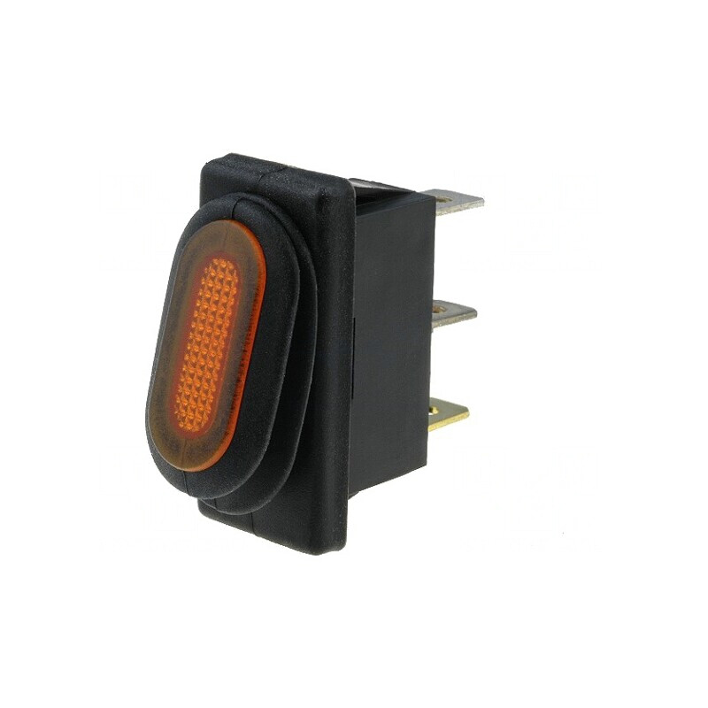 Comutator Rocker ON-OFF 10A 250V Portocaliu IP65 | Electronic-mag.ro | Componente Electronice