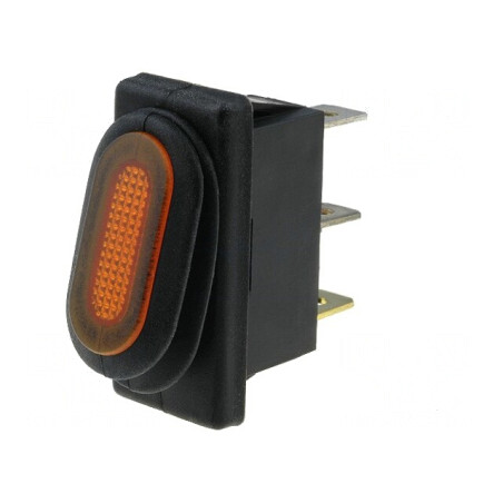 Comutator Rocker ON-OFF 10A 250V Portocaliu IP65 | Electronic-mag.ro | Componente Electronice
