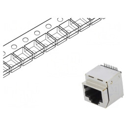 Soclu RJ45 Cat5 Ecranat 8p8c SMT Vertical | Electronic-mag.ro | Componente Electronice
