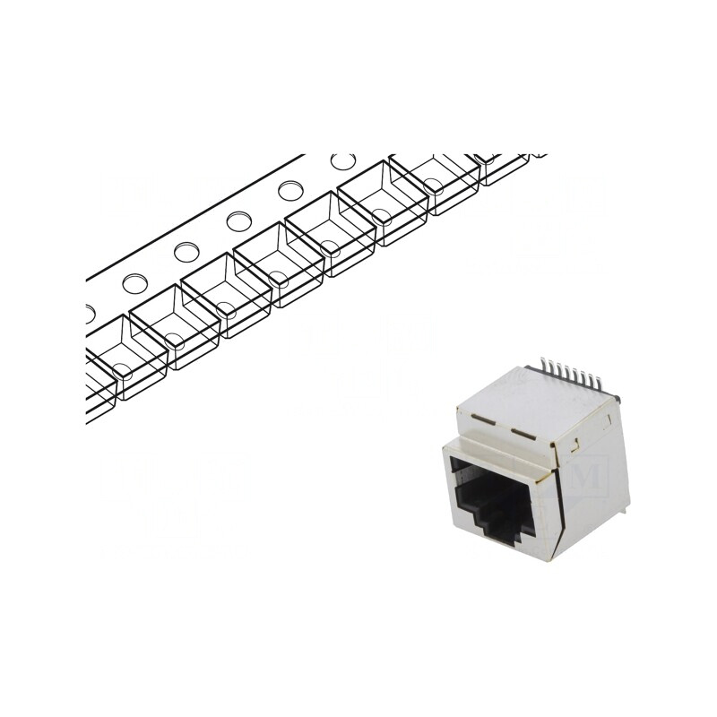 Soclu RJ45 Cat5 Ecranat 8p8c SMT Vertical | Electronic-mag.ro | Componente Electronice