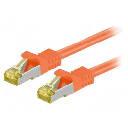 Cablu Patch S/FTP Cat 6a LSZH Portocaliu 0.25m 26AWG