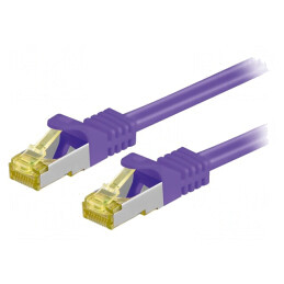 Patch cord S/FTP Cat6a LSZH Violet 0.25m | Electronic-mag.ro | Componente Electronice