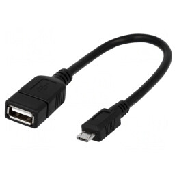 Cablu OTG USB 2.0, USB A la Micro USB, 0.2m, Negru | Electronic-mag.ro | Componente Electronice
