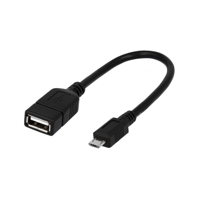 Cablu OTG USB 2.0, USB A la Micro USB, 0.2m, Negru | Electronic-mag.ro | Componente Electronice