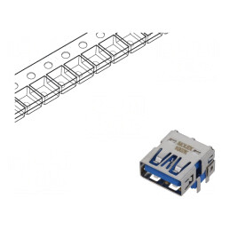 Soclu USB 3.0 A PCB THT 90° Aurit | Electronic-mag.ro | Componente Electronice