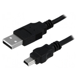 Cablu USB 2.0 A-B Mini Nichelat 1.8m Negru | Electronic-mag.ro | Componente Electronice
