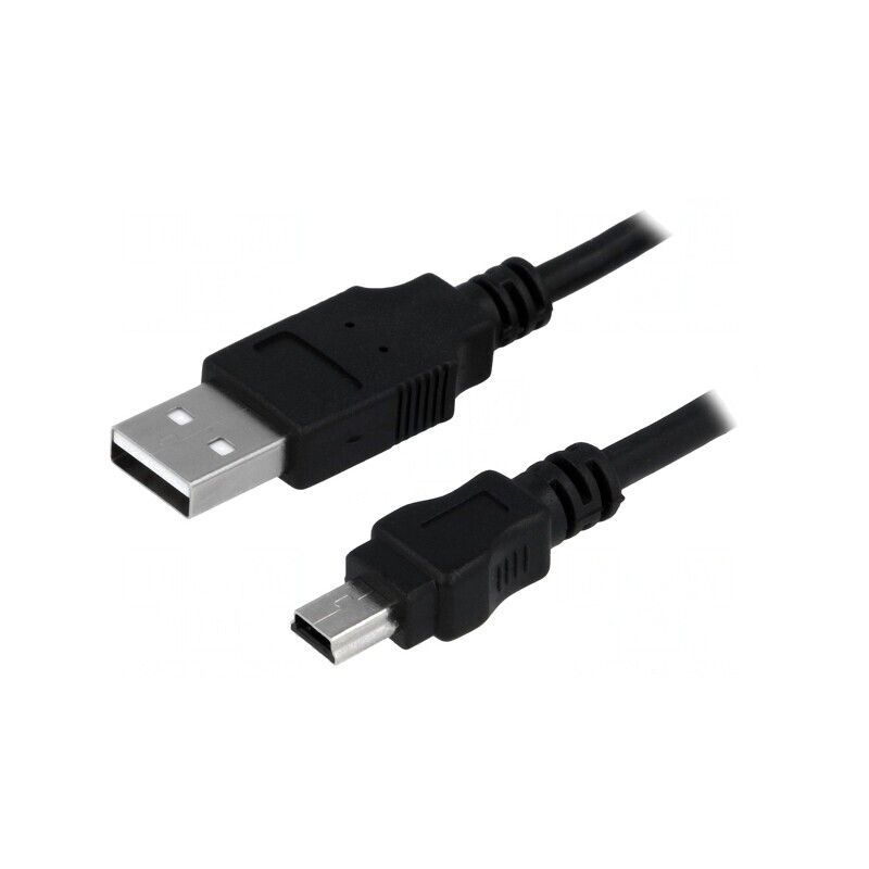 Cablu USB 2.0 A-B Mini Nichelat 1.8m Negru | Electronic-mag.ro | Componente Electronice