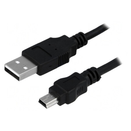 Cablu USB 2.0 A-B Mini Nichelat 1.8m Negru | Electronic-mag.ro | Componente Electronice