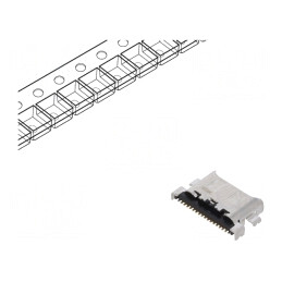 Soclu USB C pentru PCB SMT 16 pini orizontali USB 3.0 | Electronic-mag.ro | Componente Electronice