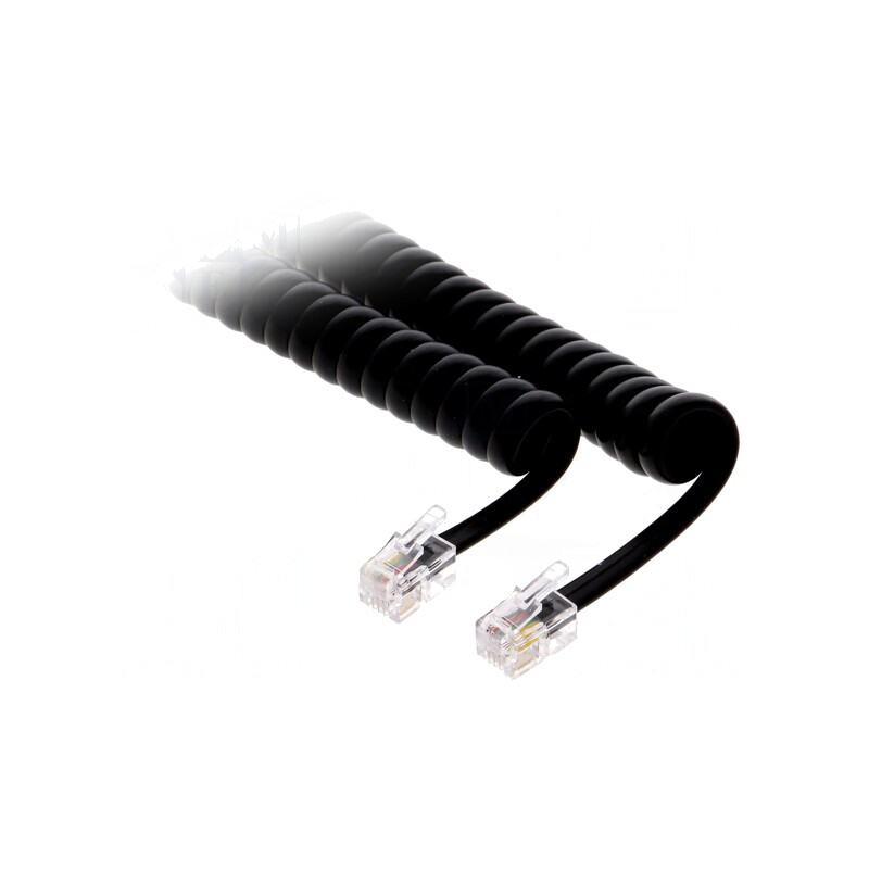 Cablu Telefon Spiralat Negru 7m | Electronic-mag.ro | Componente Electronice