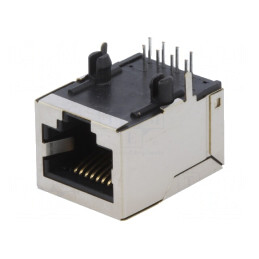 Soclu RJ45 Cat5e Ecranat 8p8c THT Unghi | Electronic-mag.ro | Componente Electronice