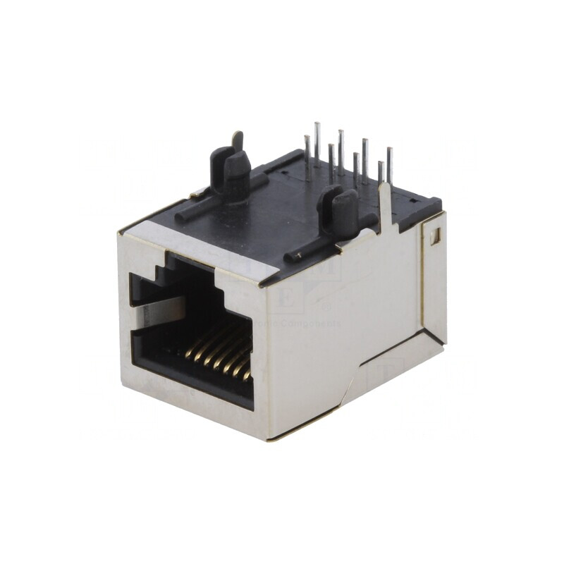 Soclu RJ45 Cat5e Ecranat 8p8c THT Unghi | Electronic-mag.ro | Componente Electronice