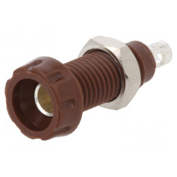 Soclu Banană 4mm Maro Nichelat 10A 250V 28.5mm | Electronic-mag.ro | Componente Electronice
