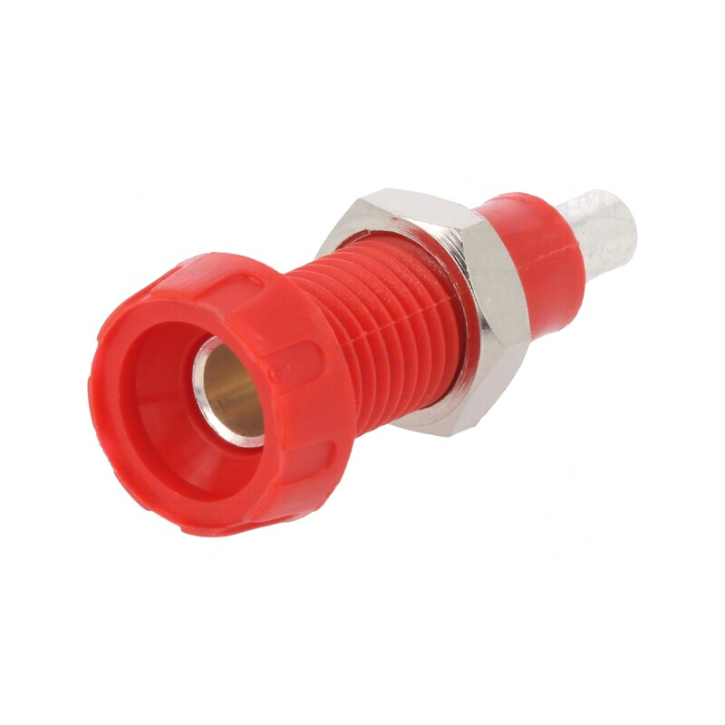 Soclu banană 4mm roșie 10A 250V | Electronic-mag.ro | Componente Electronice