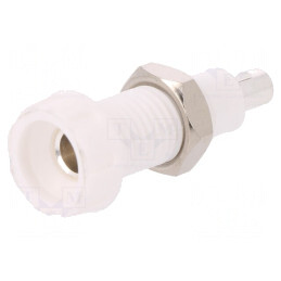Soclu Banană 4mm Alb Nichelat 10A 250V | Electronic-mag.ro | Componente Electronice