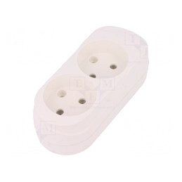 Conector Alimentare AC Mamă Splitter Alb 2P 250V 16A IP20 | Electronic-mag.ro | Componente Electronice