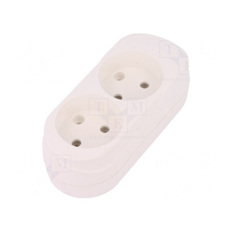 Conector Alimentare AC Mamă Splitter Alb 2P 250V 16A IP20 | Electronic-mag.ro | Componente Electronice