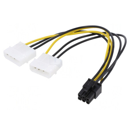 Cablu Alimentare Molex la PCIe 6pin 0.15m | Electronic-mag.ro | Componente Electronice