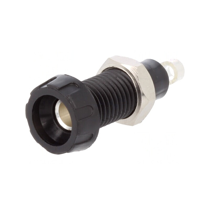 Soclu Banană 4mm Negru 10A 250V | Electronic-mag.ro | Componente Electronice