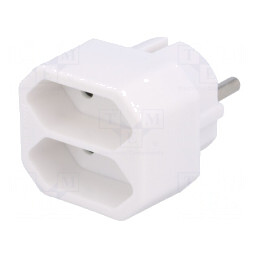 Conector Alimentare AC Splitter Alb 2x Soclu | Electronic-mag.ro | Componente Electronice