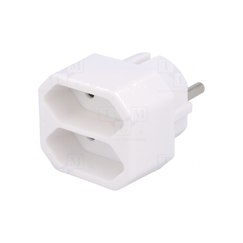 Conector Alimentare AC Splitter Alb 2x Soclu | Electronic-mag.ro | Componente Electronice