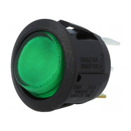 Rocker Switch ON-OFF 10A 250VAC 24VDC Green | Electronic-mag.ro | Componente Electronice