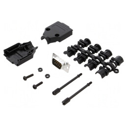 Conector D-Sub 9-Pin Mufă Tată pentru Lipire pe Cablu - Set Complet | Electronic-mag.ro | Componente Electronice