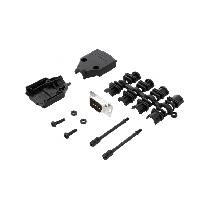 Conector D-Sub 9-Pin Mufă Tată pentru Lipire pe Cablu - Set Complet | Electronic-mag.ro | Componente Electronice