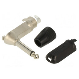 Mufă Jack 6,3mm Mono 90° Neagră | Electronic-mag.ro | Componente Electronice