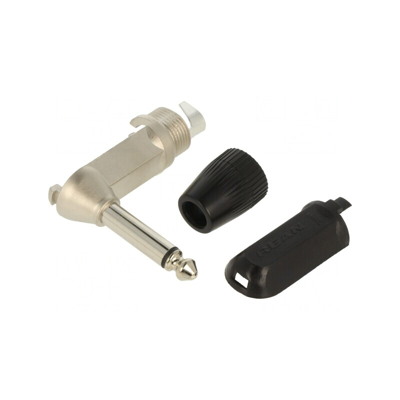 Mufă Jack 6,3mm Mono 90° Neagră | Electronic-mag.ro | Componente Electronice