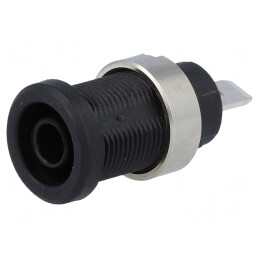 Soclu banană 4mm negru nichelat cu izolație | Electronic-mag.ro | Componente Electronice